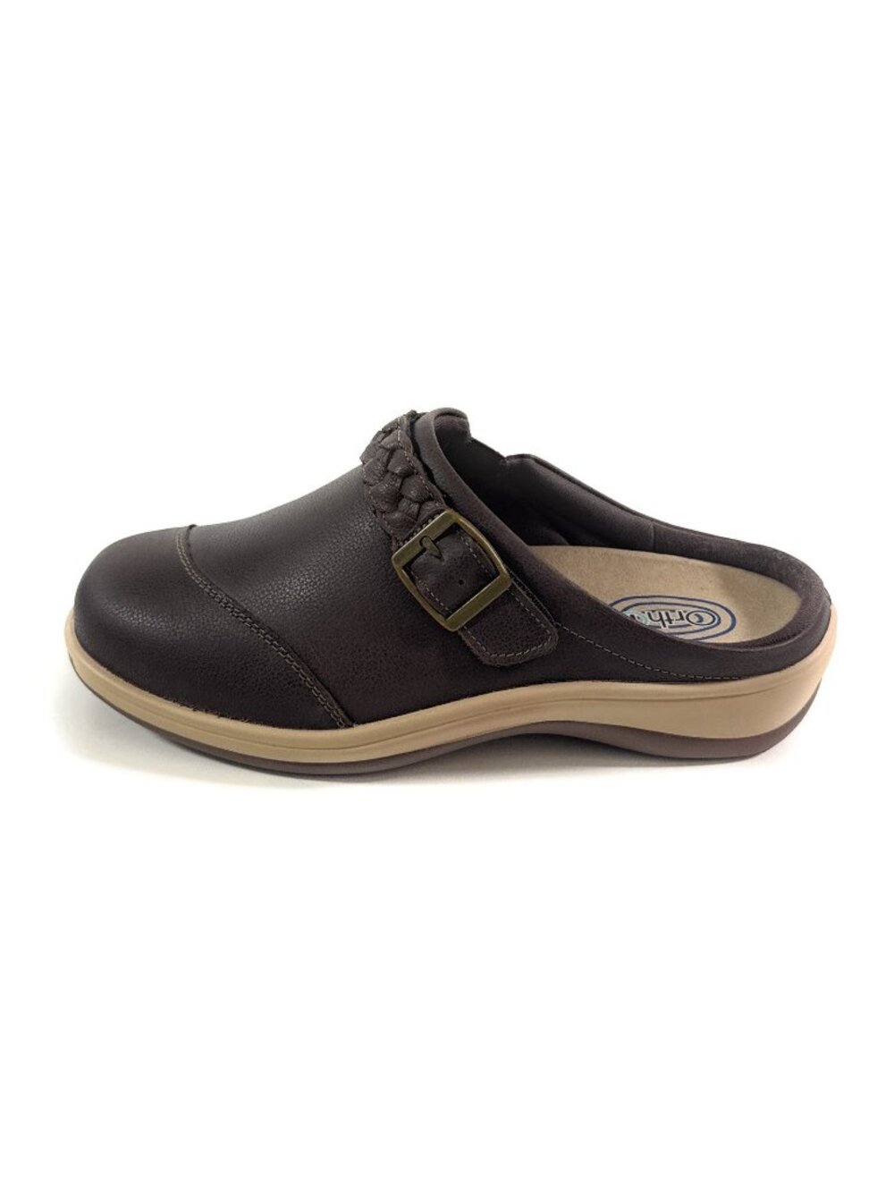 Orthofeet Irma Mule Clogs Womens Size 5.5 Brown Leather 2E X-Wide Slip On 72012
